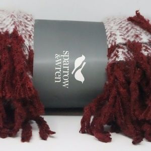 Sparrow & Wren Lutes Soft Plush Chevron Throw with Fringes - Cranberry Red